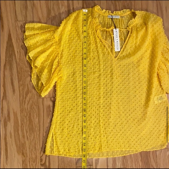 Alice + Olivia Julius oversized ruffle tunic top in yellow size S - Picture 11 of 16